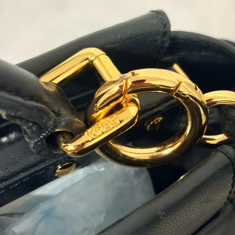 black FF Peekaboo Mini bag in nappa leather with gold-tone hardware